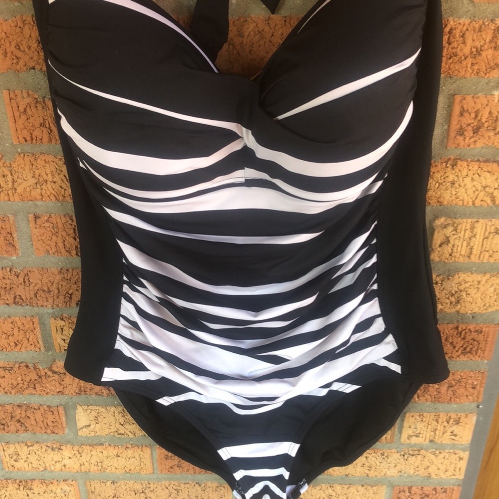 Black and White Halter Bathing Suit